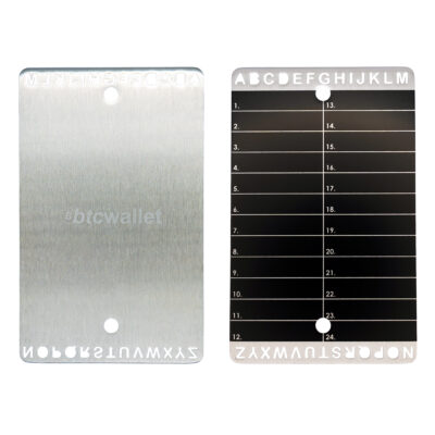 Металеві пластини Btcwallet Plate для зберігання сід-фрази 2 штуки + гравірувальна ручка 73×117мм 8