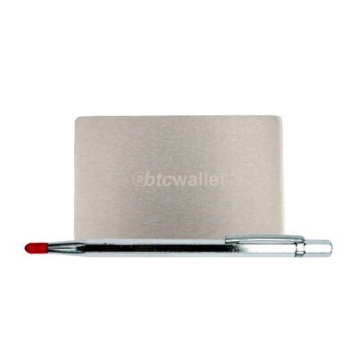Метал для зберігання сід-фрази Btcwallet Mini Plate, пластина 1шт 55×90мм + гравірувальна ручка Метал для зберігання сід-фрази Btcwallet Mini Plate, пластина 1шт 55x90мм + гравірувальна ручка