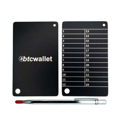 Металеві пластини Btcwallet Black Plate для зберігання сід-фрази 2 штуки + кріпильний болт + гравірувальна ручка
