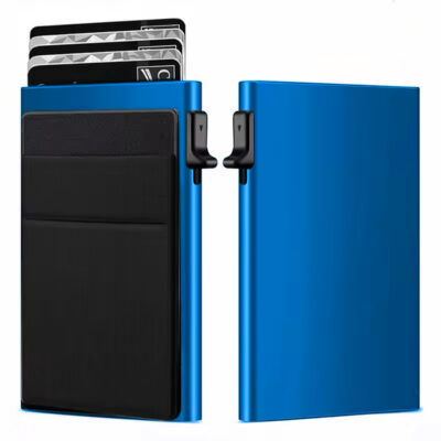 Алюмінієвий картхолдер гаманець для карток і грошей із захистом RFID Синій (912671485485)