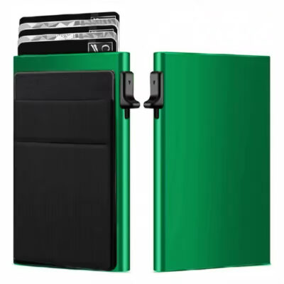 Алюмінієвий картхолдер гаманець для карток і грошей із захистом RFID Зелений (966529947406)