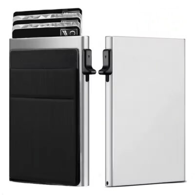 Алюмінієвий картхолдер гаманець для карток і грошей із захистом RFID Срібний (921399031093)