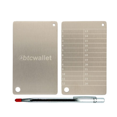 Металеві пластини Btcwallet White Plate для зберігання сід-фрази 2 штуки + кріпильний болт + гравірувальна ручка