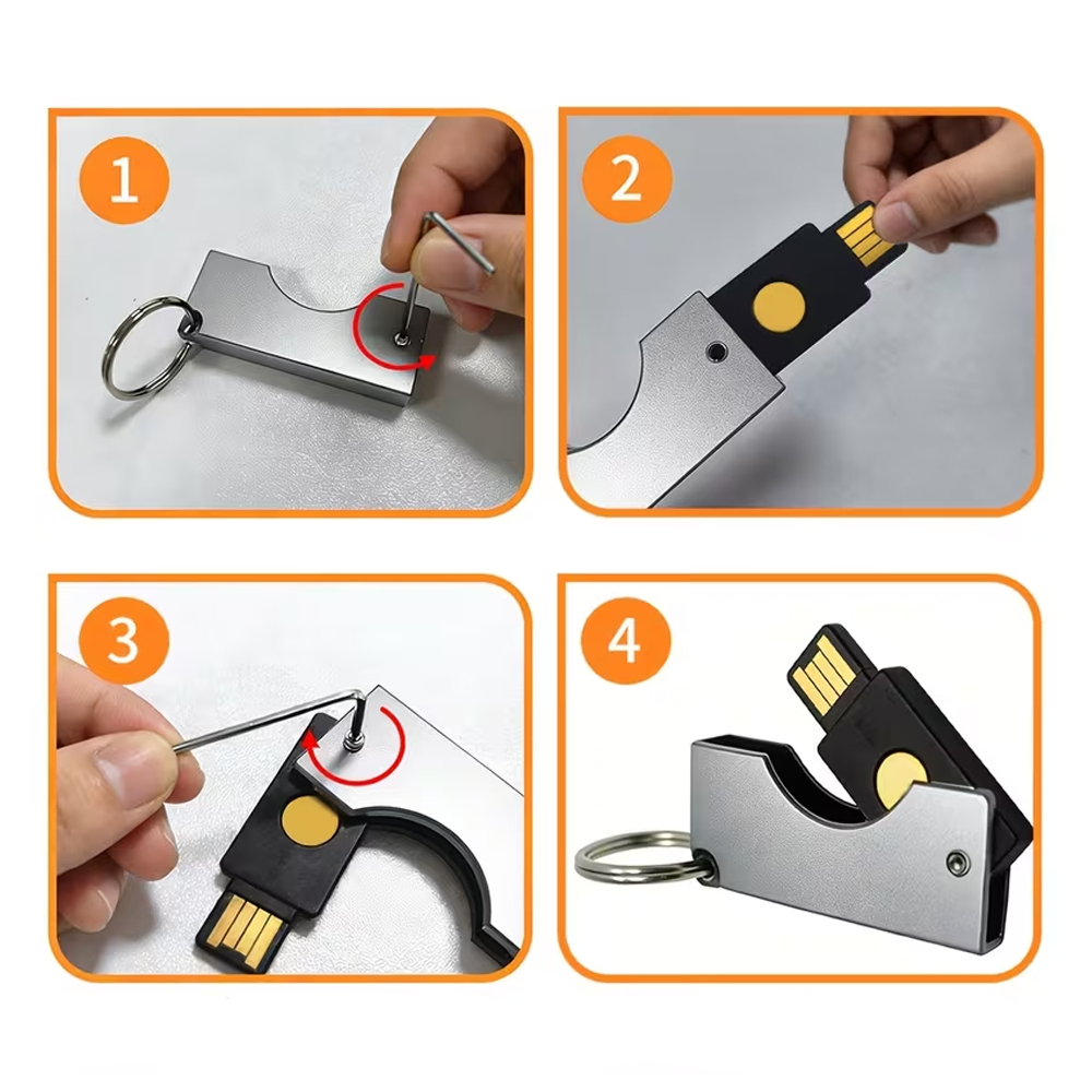 Захисний алюмінієвий чохол для ключа Yubikey 5/5C/Security Key NFC з брелком Срібний 1шт 5 Захисний алюмінієвий чохол для ключа Yubikey 5/5C/Security Key NFC з брелком Срібний 1шт 5
