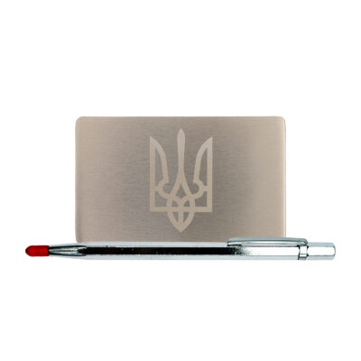 Метал для зберігання сід-фрази Ukrainian Trident Mini Plate, пластина 1шт 55x90мм + гравірувальна ручка