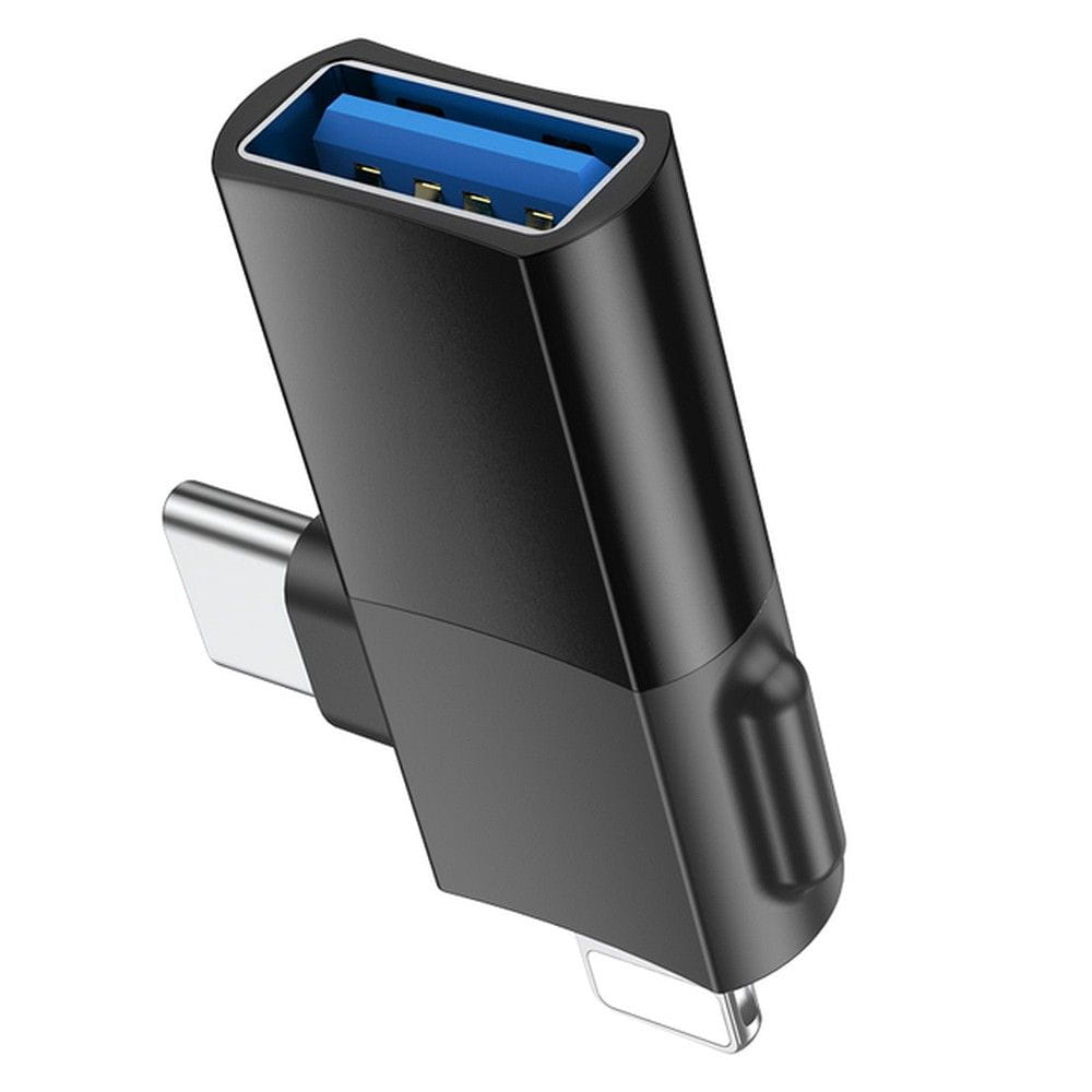 Адаптер OTG 2-в-1 Hoco UA17 USB-C / Lightning to USB-A Black (777114) 5 Адаптер OTG 2-в-1 Hoco UA17 USB-C / Lightning to USB-A Black (777114) 5