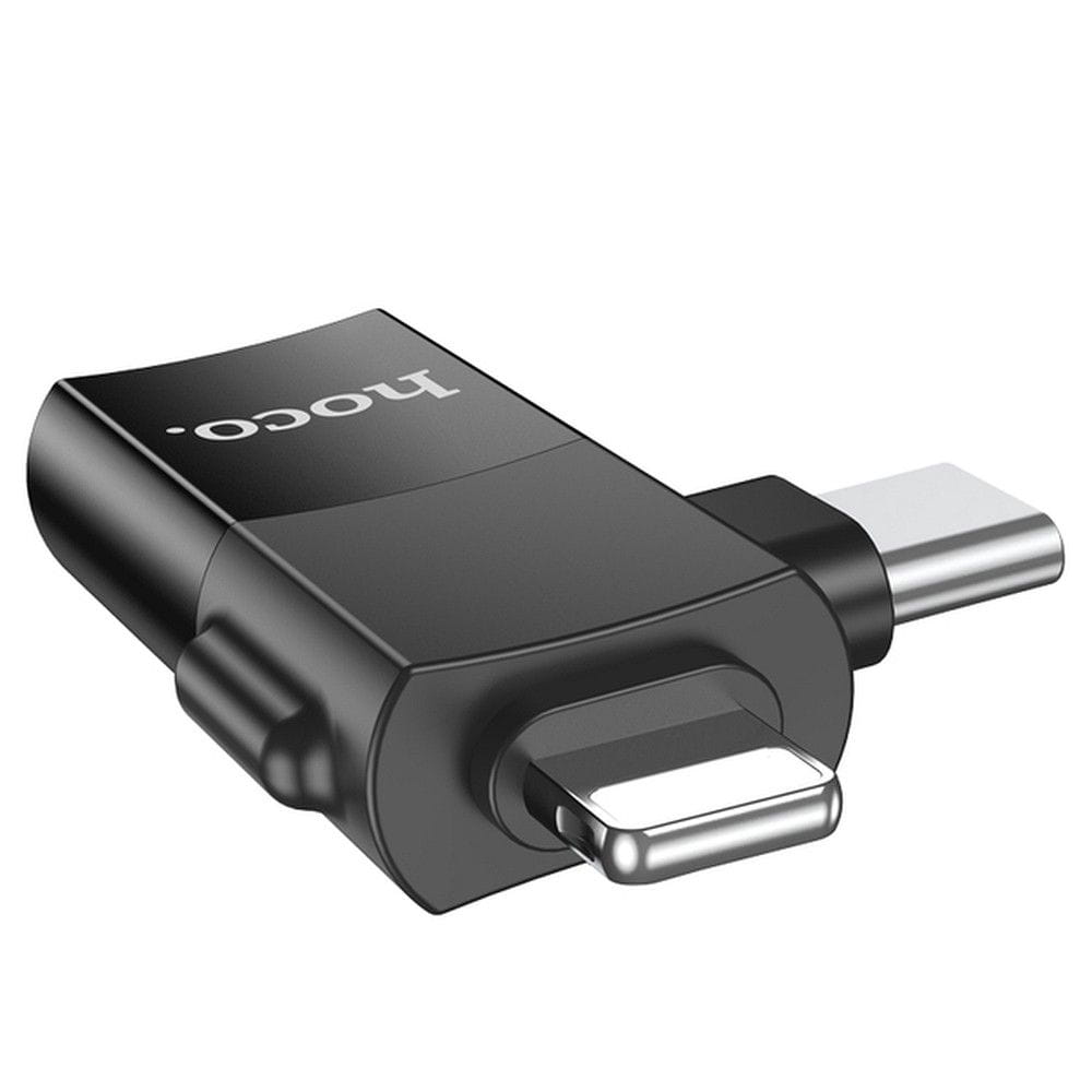 Адаптер OTG 2-в-1 Hoco UA17 USB-C / Lightning to USB-A Black (777114) 3 Адаптер OTG 2-в-1 Hoco UA17 USB-C / Lightning to USB-A Black (777114) 3